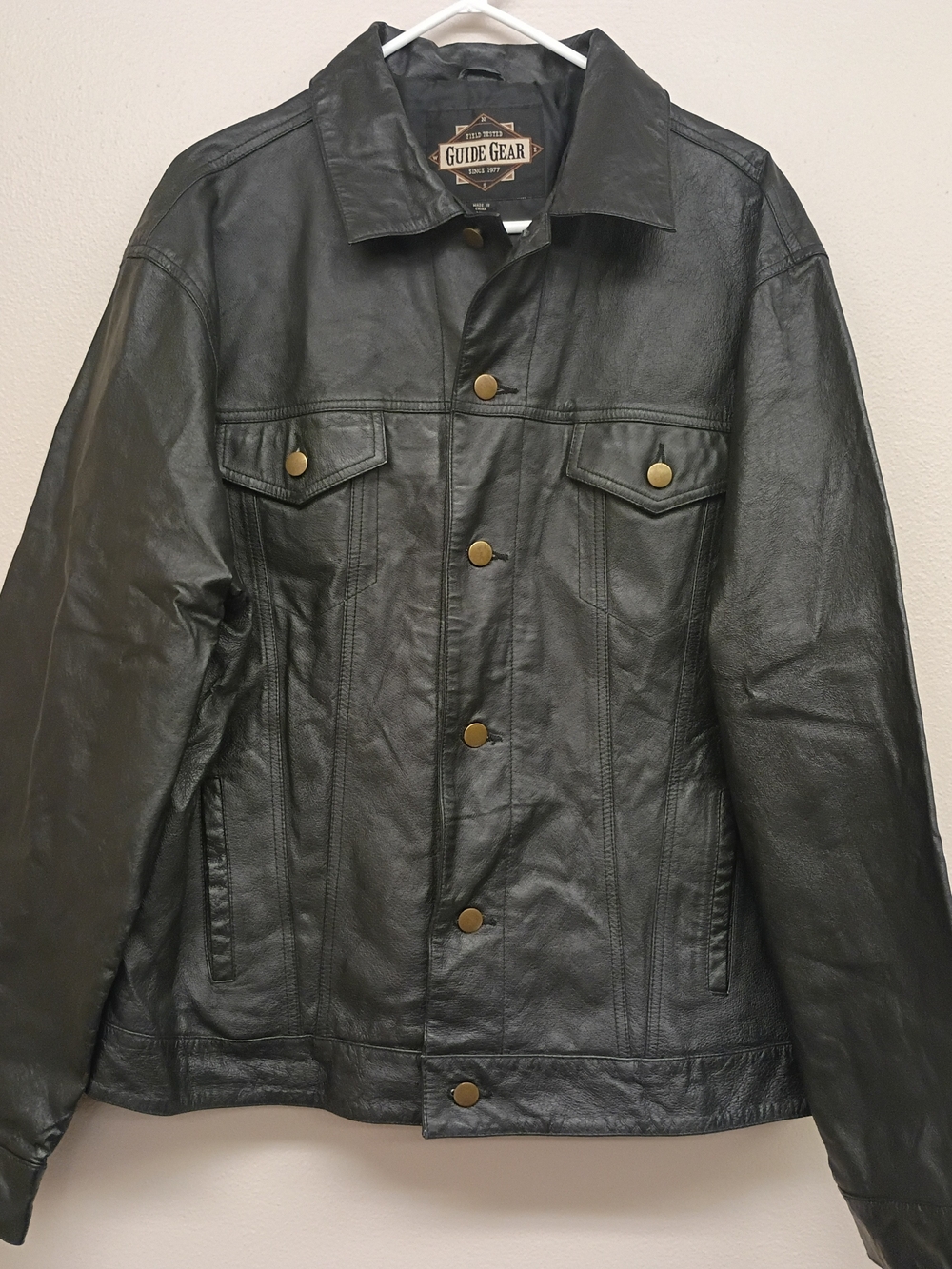 Guide Gear Men's Black Leather Button-Up Jacket